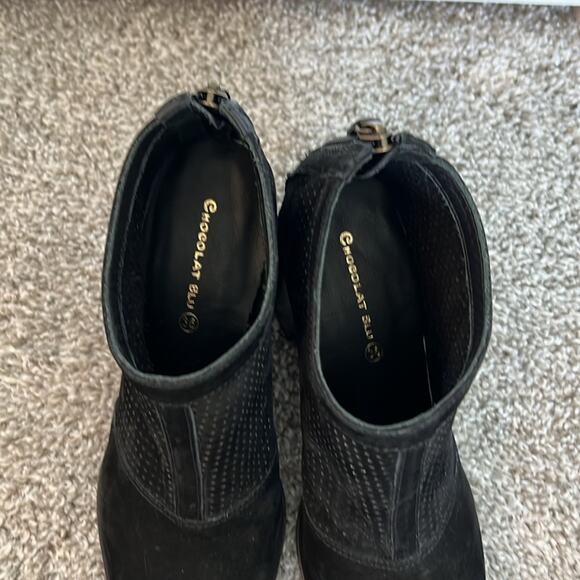 CHOCOLAT BLU Black Suede Ankle Boots Bootie back zipper 36 6 Nubuck Leather NEW - Picture 8 of 16